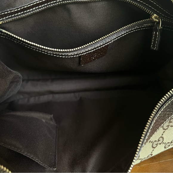 GUCCI | GG Jacquard/Leather Trim Hobo Shoulder Bag in Brown - Picture 5 of 17